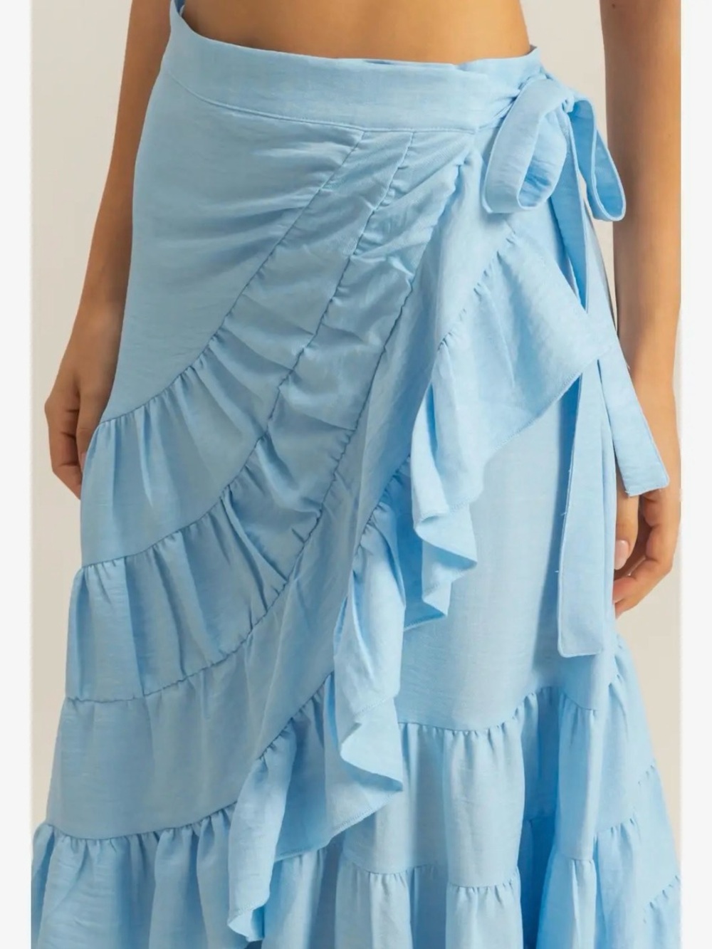 HYFVE Light Blue Ruffle Wrap Midi Skirt - Picture 6 of 7